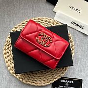 Chanel 19 Flap Card Holder Red Lambskin 11*8.5*3CM - 2