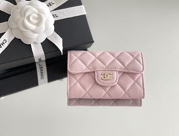 Chanel Classic Card Holder Calfskin Pink Gold 11*8.5*3