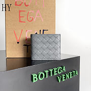 Bottega Veneta Intrecciato Bi-Fold Wallet Grey 11*9.5*1cm - 1