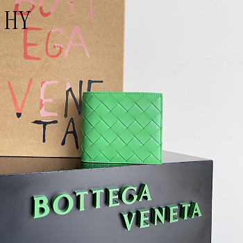 Bottega Veneta Intrecciato Bi-Fold Wallet Green 11*9.5*1cm