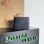 Bottega Veneta Cassette Bi-Fold Wallet Deep Blue 10.5*8.8*2.5cm - 1