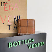 Bottega Veneta Cassette Bi-Fold Wallet Wood 10.5*8.8*2.5cm - 1