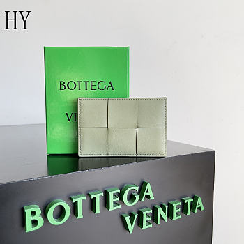 Bottega Veneta Cassette Credit Card Case New Sauge Silver 11x7x0.5cm