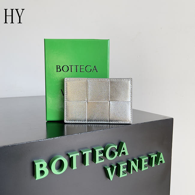 Bottega Veneta Cassette Credit Card Case Silver 11x7x0.5cm - 1