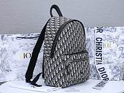 Dior Blue Dior Oblique Canvas Backpack Grey 30×40×15cm - 4