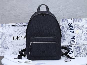 Dior Blue Dior Oblique Canvas Backpack Black 30×40×15cm