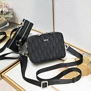 Dior Oblique Black Canvas Leather Strap Shoulder Bag 17X12X6cm - 1