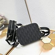 Dior Oblique Black Canvas Leather Strap Shoulder Bag 17X12X6cm - 3