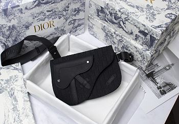 Dior Saddle Pouch Dior Black Oblique Jacquard 23.5x16x3cm		