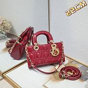 Dior  Lady D-Joy Bag Patent Red 22*6*12cm - 1