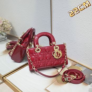 Dior  Lady D-Joy Bag Patent Red 22*6*12cm