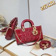 Dior Lady D-Joy Bag Patent Red 26*6*14cm - 1