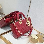 Dior Lady D-Joy Bag Patent Red 26*6*14cm - 3