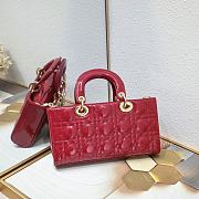 Dior Lady D-Joy Bag Patent Red 26*6*14cm - 2