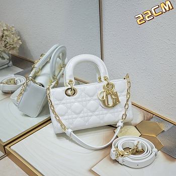 Dior Lady D-Joy Bag Patent White 22*6*12cm