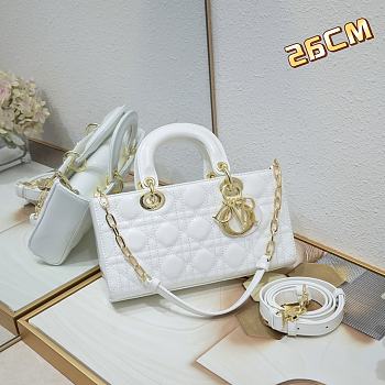 Dior Lady D-Joy Bag Patent White 26*6*14cm