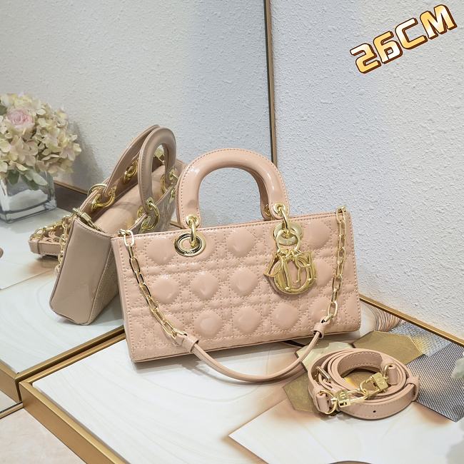 Dior Lady D-Joy Bag Patent Pink 26*6*14cm - 1