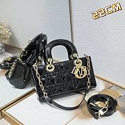 Dior Lady D-Joy Bag Patent Black 22*6*12cm - 1