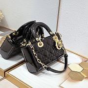 Dior Lady D-Joy Bag Patent Black 22*6*12cm - 4