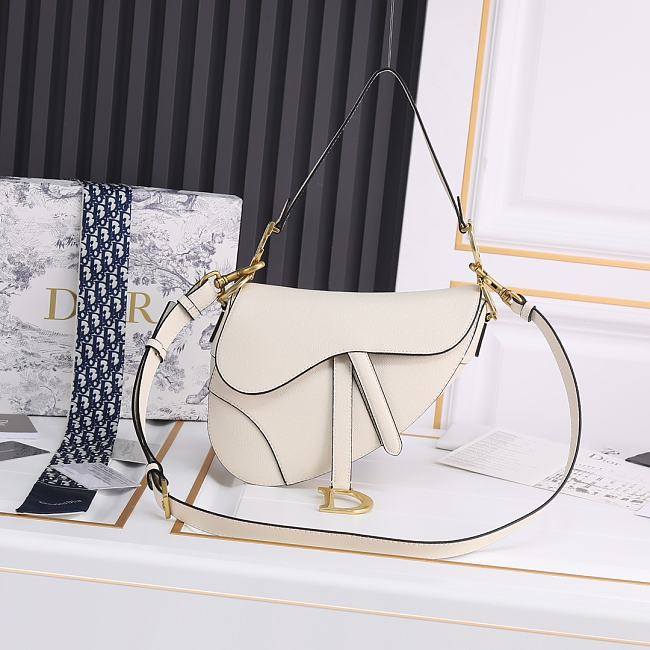 Dior Saddle Bag with Strap White 25.5*20*6.5cm - 1