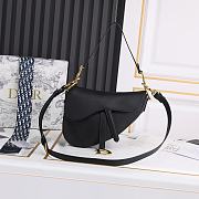 Dior Saddle Bag with Strap Black Gold 25.5*20*6.5cm - 1