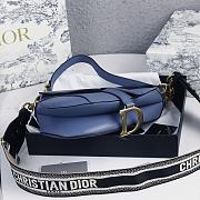 Dior Saddle Bag with Embroidered Strap Blue 25.5*20*6.5cm - 4