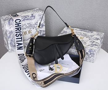 Dior Saddle Bag with Embroidered Strap Black 25.5*20*6.5cm