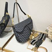 Dior Saddle Bag with Embroidered Strap Grey Oblique 25.5*20*6.5cm - 3