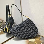 Dior Saddle Bag with Embroidered Strap Grey Oblique 25.5*20*6.5cm - 2