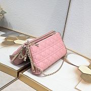 Lady Dior Pouch with Chain Pink 27×12×5cm - 4