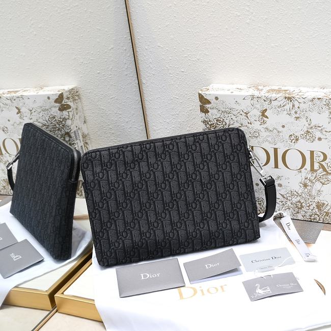 Dior Black Oblique Canvas Clutch Bag 30x20x2.5cm - 1