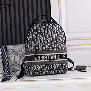 Dior Trotter Canvas Backpack Black Navy 35x15x42cm - 1