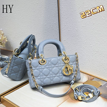 Dior Lady D-Joy Bag Blue 22*6*12cm