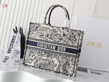 Dior Book Tote Black Toile De Jouy Embroidery 42 x 35x18.5 cm