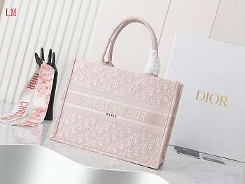 Dior Book Tote Pink Oblique Embroidery 36 x 27.5x16.8 cm