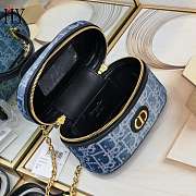 Dior Montaigne Vanity Case Blue Denim Oblique 16.5x8x9.5cm - 3