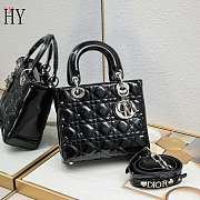 Lady Dior Patent Black Silver 20cm - 1