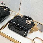 Lady Dior Patent Black Gold 20cm - 3