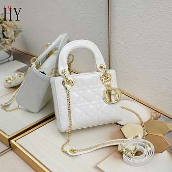 Lady Dior Patent White Gold 17cm