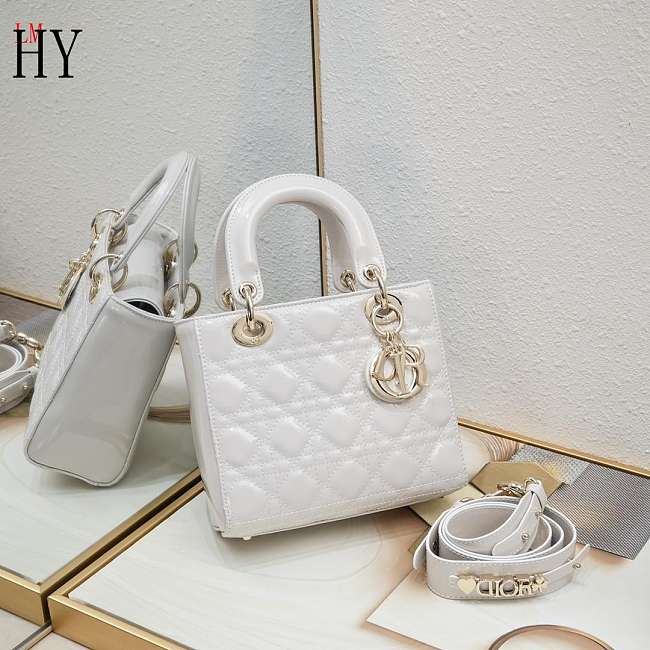 Lady Dior Patent White Gold 20cm - 1