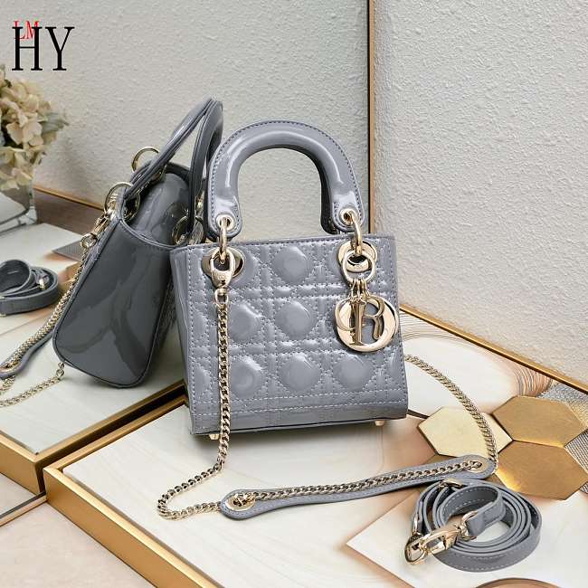 Lady Dior Patent Grey 17cm - 1