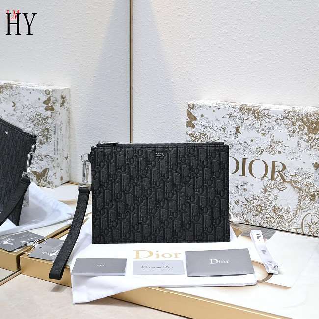 Dior A5 Pouch Black Oblique 26.5*17.5cm - 1