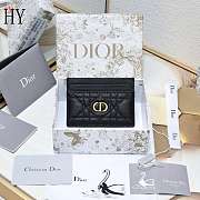 Dior Caro Freesia Card Holder Black 10.5x7.5x1cm - 1