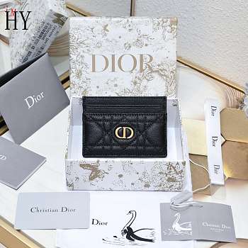 Dior Caro Freesia Card Holder Black 10.5x7.5x1cm