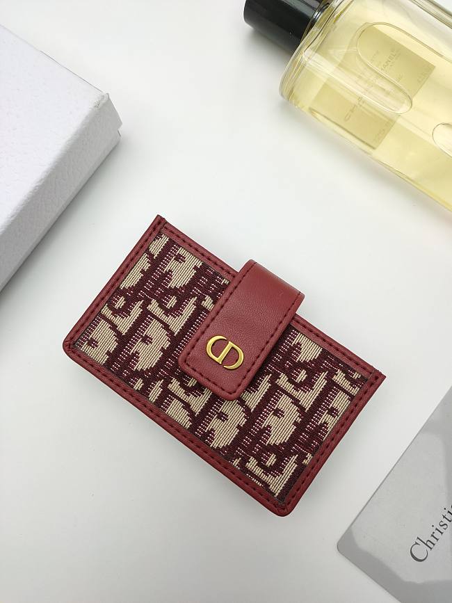 Dior 30 Montaigne 5-Gusset Card Holder Red Oblique 10.5*6*3cm - 1