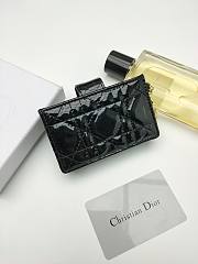 Lady Dior Jasmine Card Holder Patent Black 10.5*6*3cm - 4