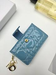 Lady Dior Jasmine Card Holder Patent Blue 10.5*6*3cm - 3