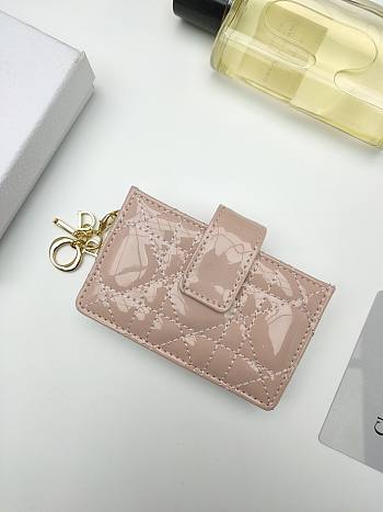 Lady Dior Jasmine Card Holder Patent Pink 10.5*6*3cm