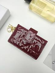 Lady Dior Jasmine Card Holder Patent Red 10.5*6*3cm - 1