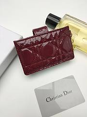 Lady Dior Jasmine Card Holder Patent Red 10.5*6*3cm - 4